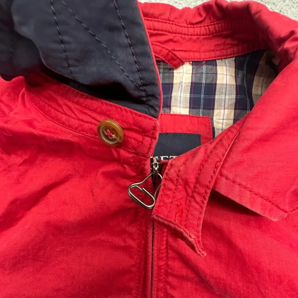 Hackett London Blouson Bomber Jacket Mens Large Harrington Zip Red Plaid Lined